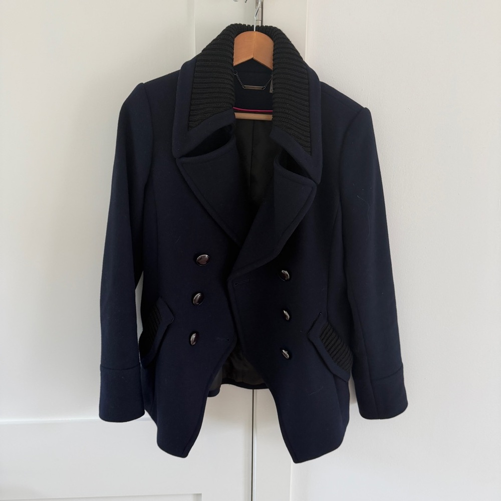 Trina Turk Midnight Blue Pea Coat